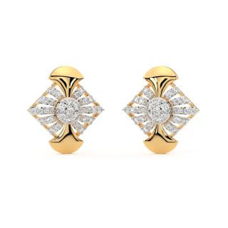 Simple Square Diamond Stud Earrings